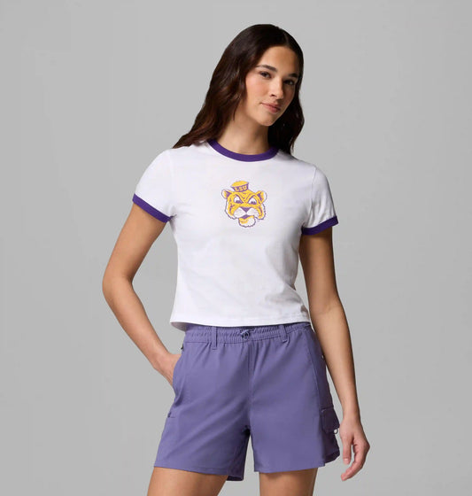 Women's Collegiate Rolling Bend Ringer Tee - LSU