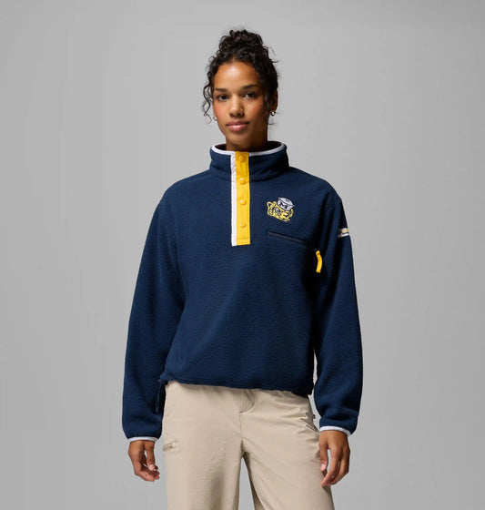 Women's Collegiate Helvetia Cropped Half Snap Fleece - Michigan