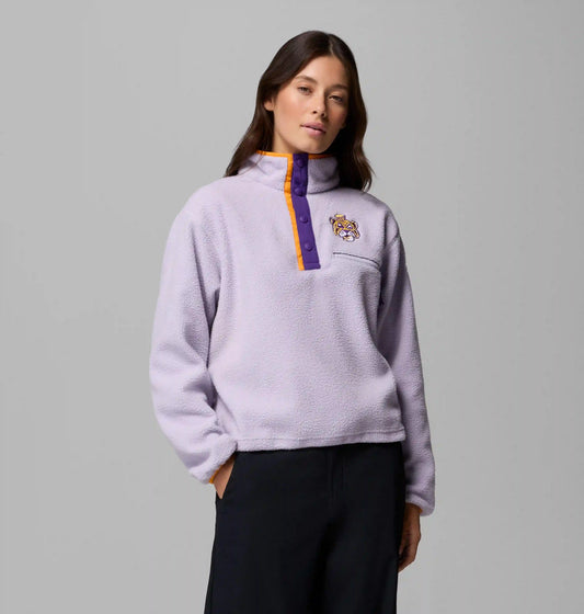 Women's Collegiate Helvetia Cropped Half Snap Fleece - LSU